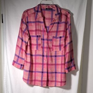 Stylish Plaid Button-Down Blouse